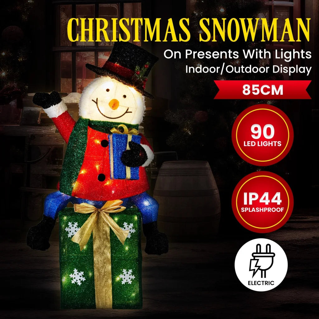 Christabelle 85cm Christmas Snowman On Presents Display
