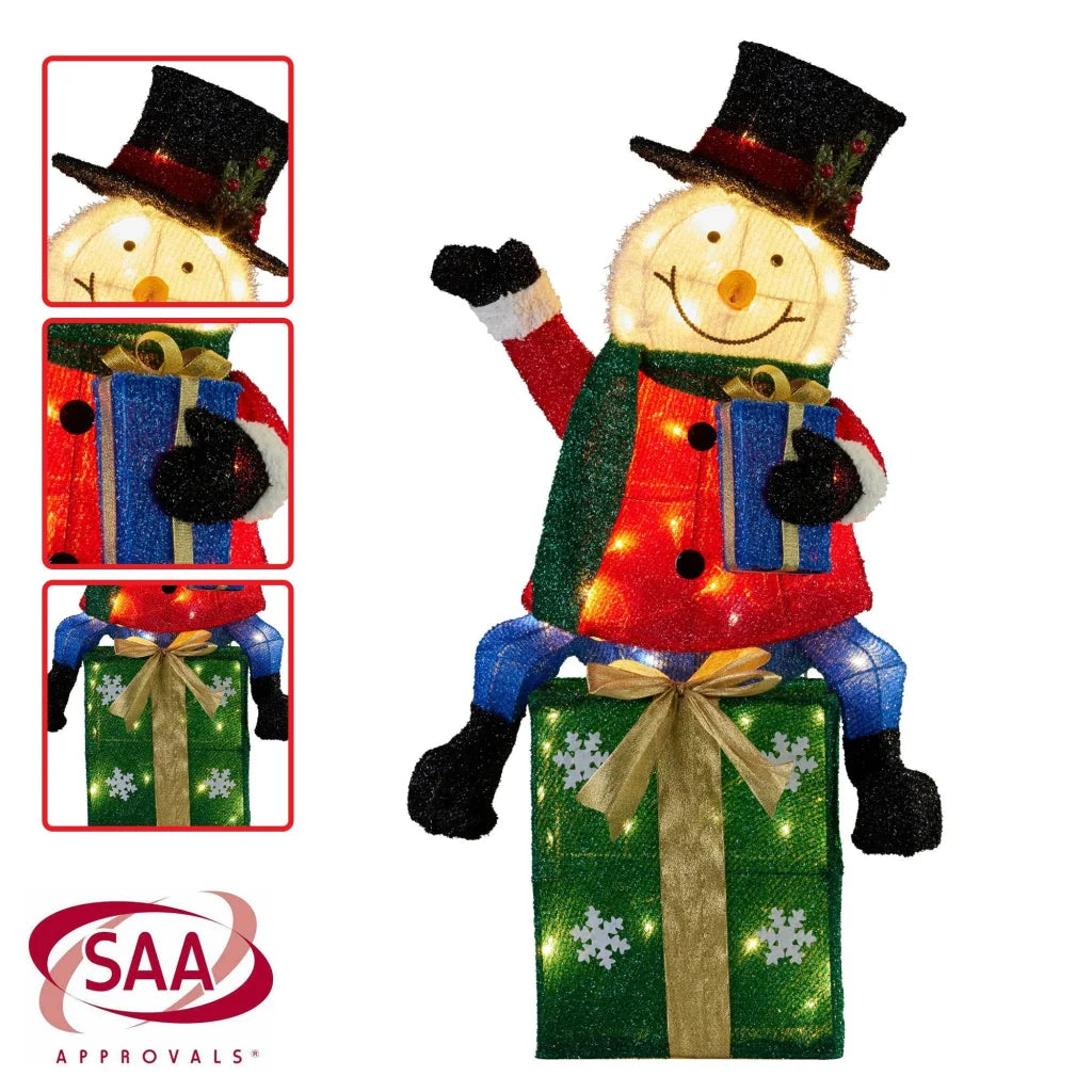 Christabelle 85cm Christmas Snowman On Presents Display