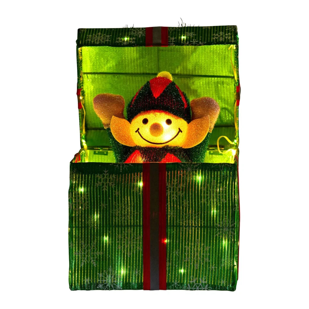 Christabelle Animated Elf Gift Box Led Lights Christmas