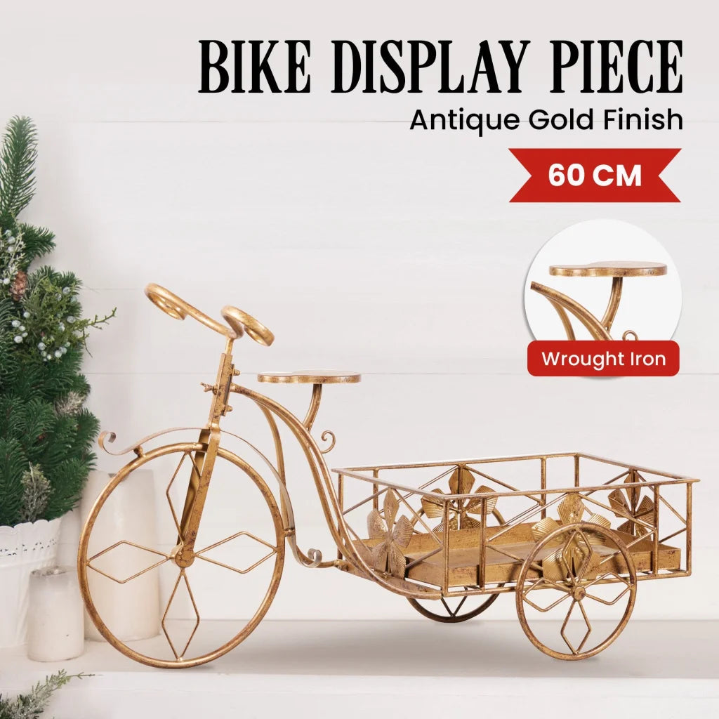 Christabelle Antique Gold Bicycle Christmas Tree Display