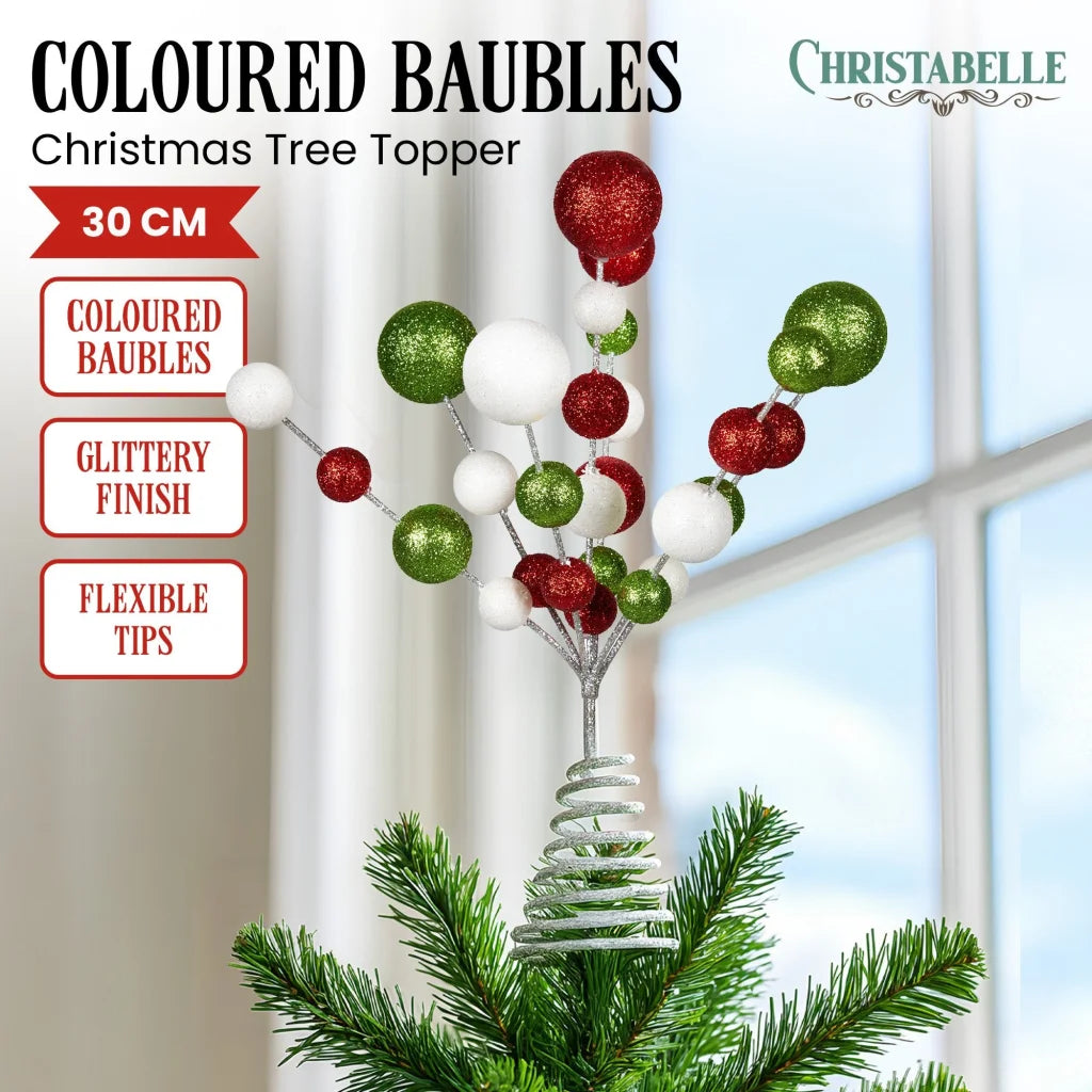 Christabelle Baubles Christmas Tree Topper Festive Glitter