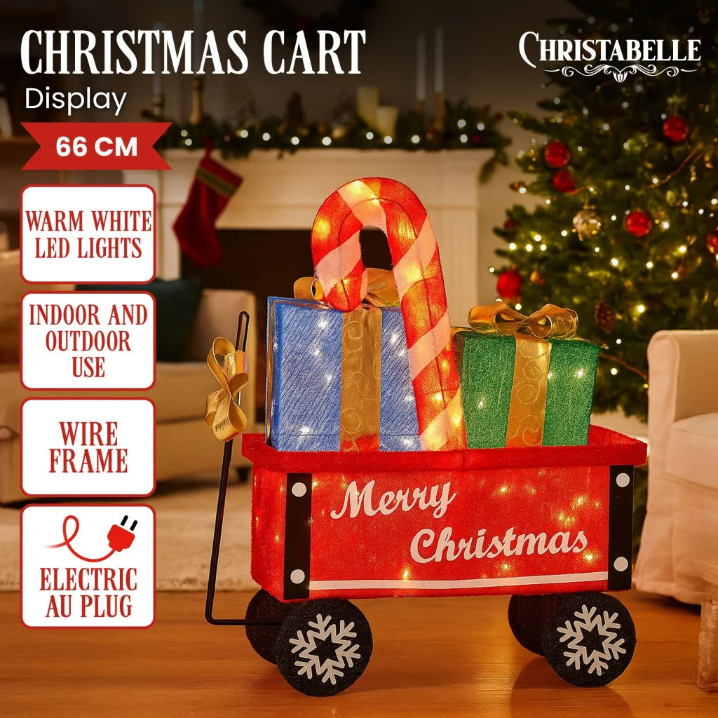 Christabelle Christmas Cart Display w/Candy Cane & Presents
