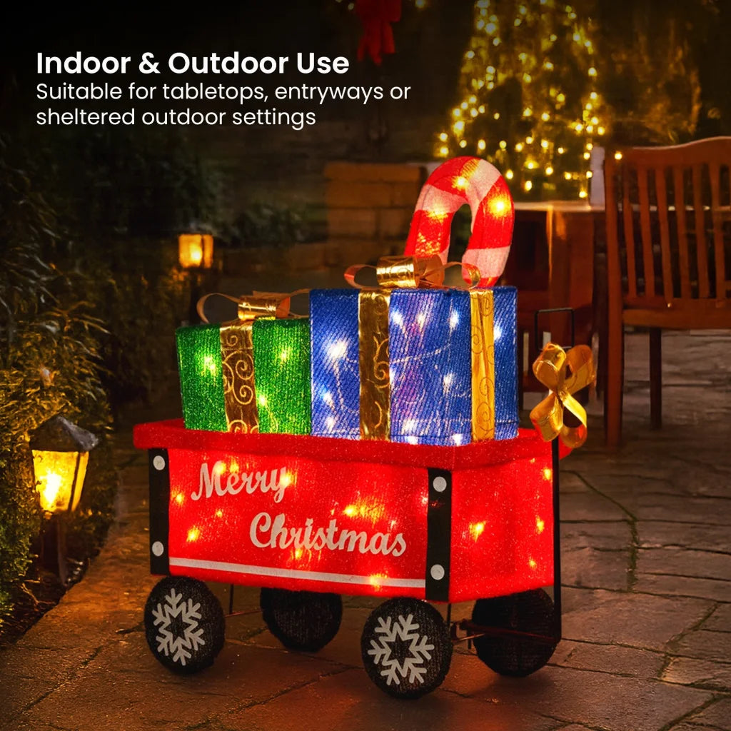 Christabelle Christmas Cart Display w/Candy Cane & Presents