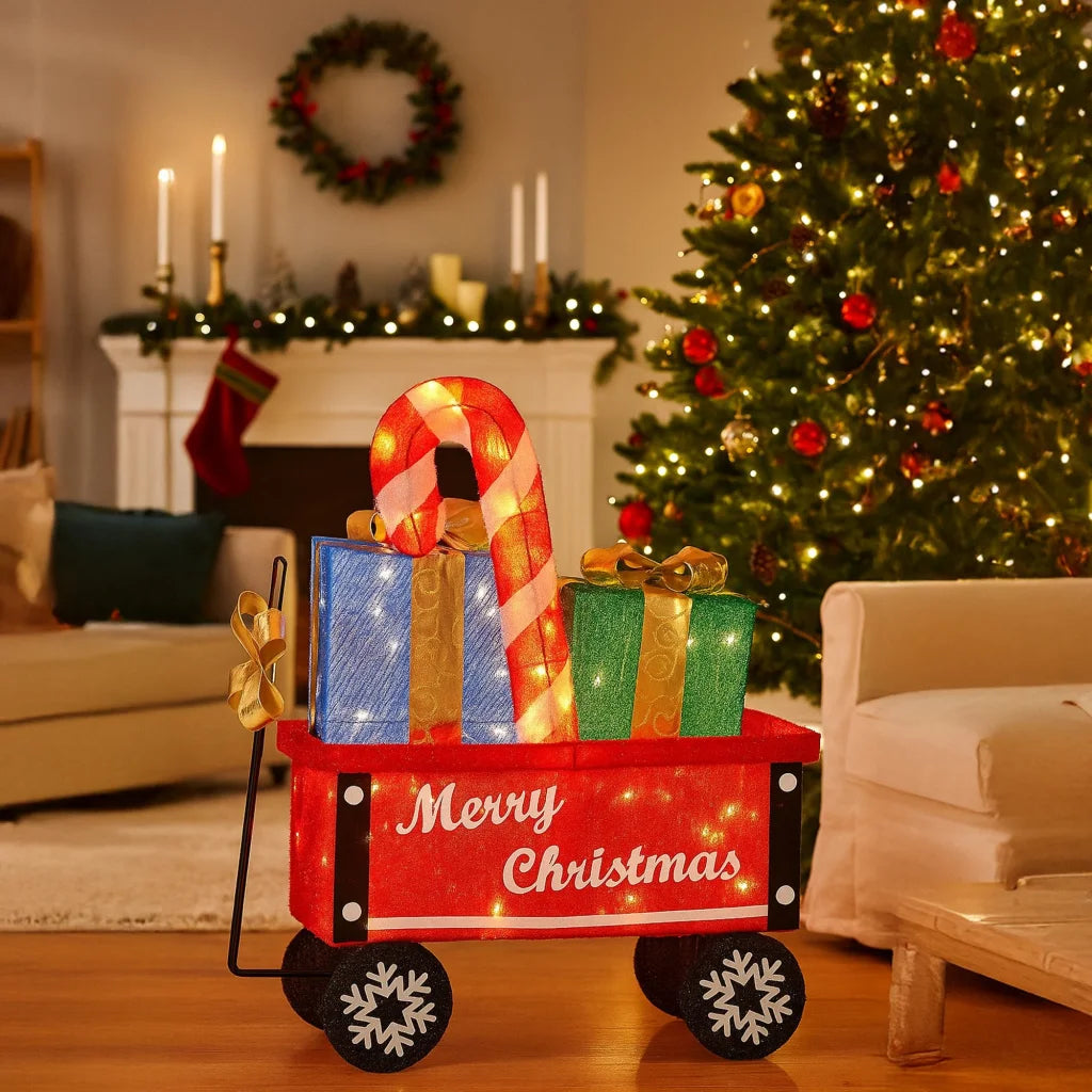 Christabelle Christmas Cart Display w/Candy Cane & Presents