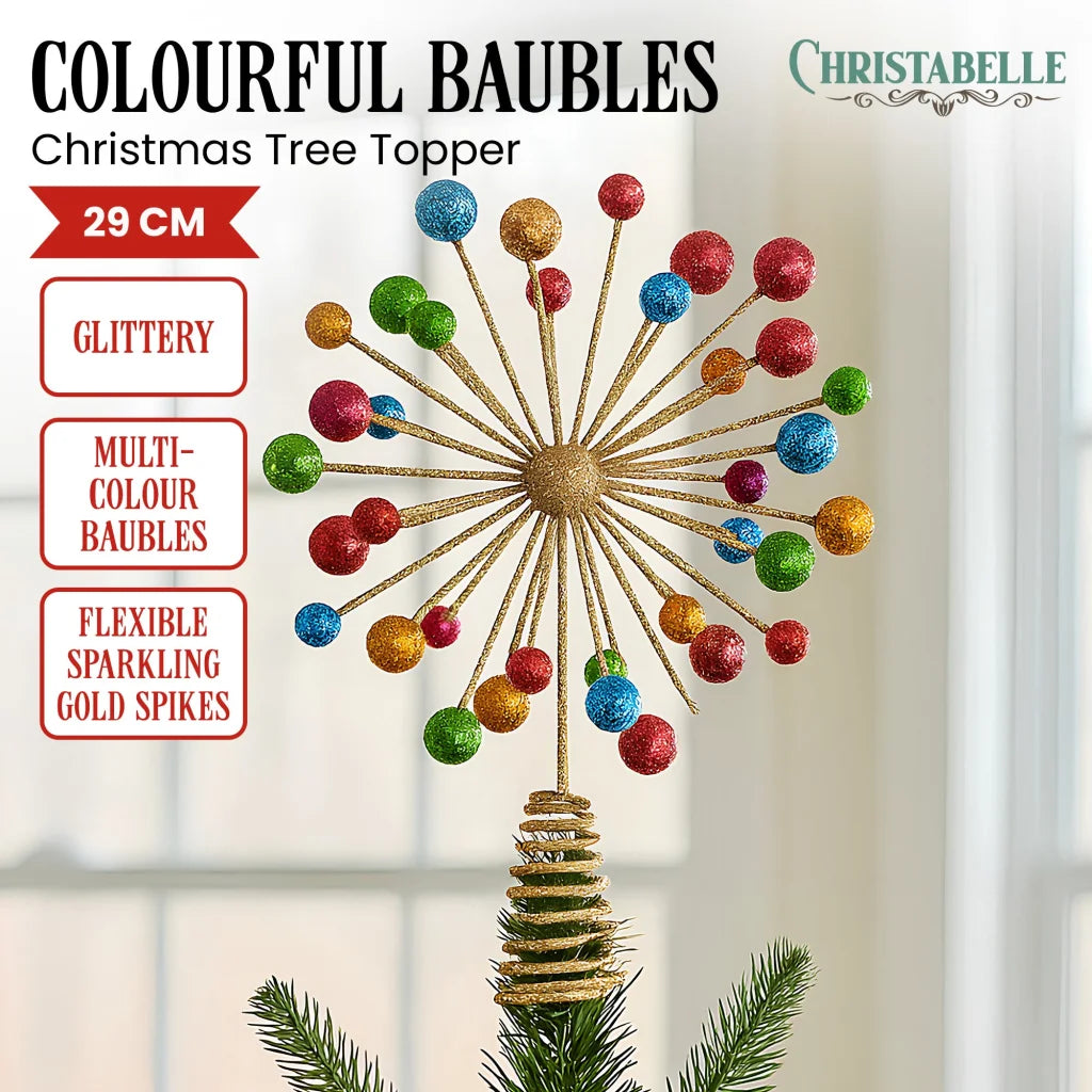 Christabelle Christmas Tree Topper Glittery Baubles Gold