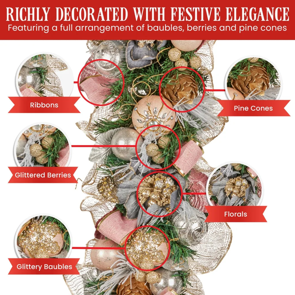 Christabelle Premium 100cm Christmas Garland Jewelled