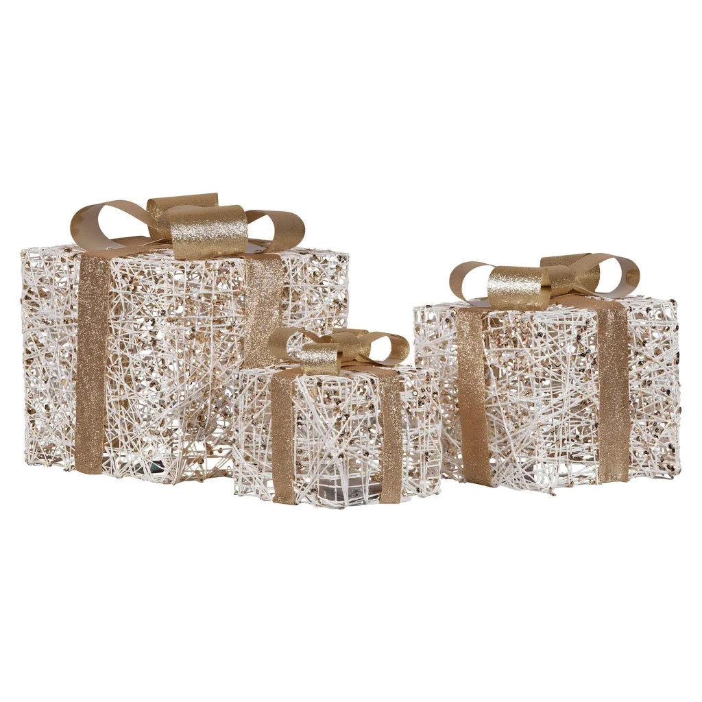 Christabelle Set of 3 Battery Operated Golden Christmas