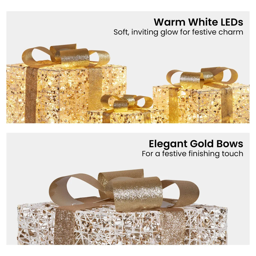 Christabelle Set of 3 Battery Operated Golden Christmas