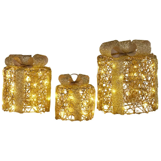 Christabelle Set of 3 Battery Operated Golden Cylindrical
