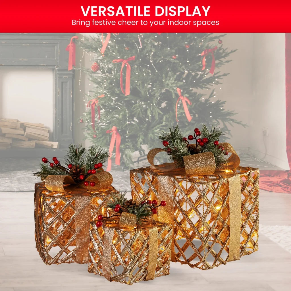 Christabelle Set of 3 Christmas Gift Boxes Display