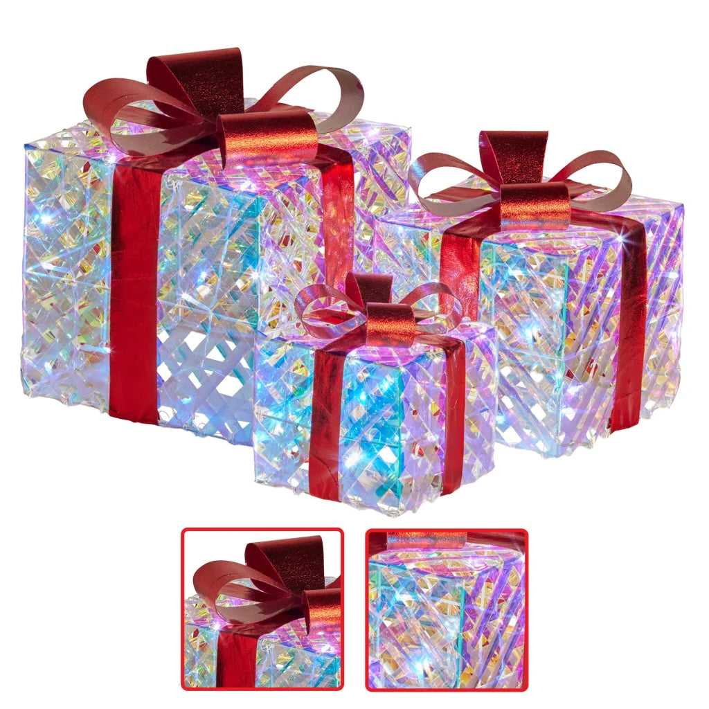Christabelle Set of 3 Christmas Gift Boxes With Lights