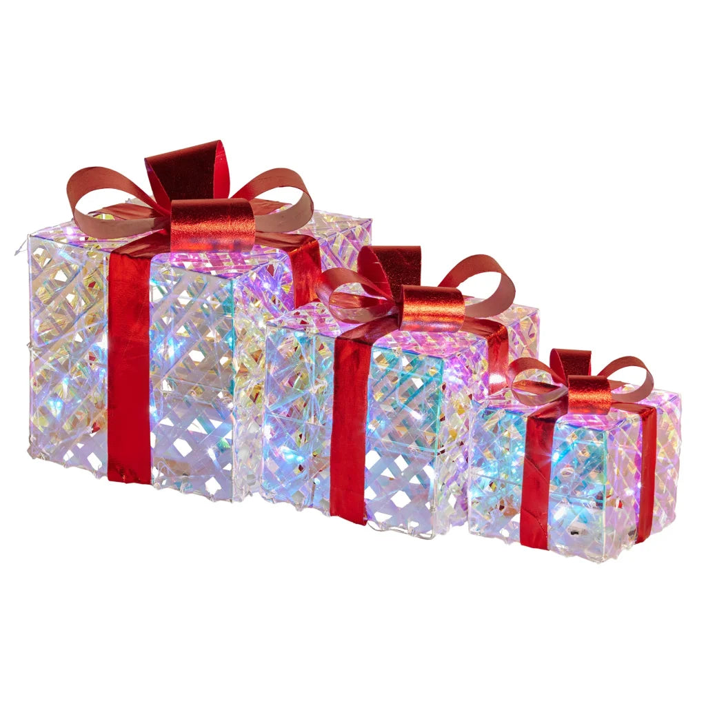 Christabelle Set of 3 Christmas Gift Boxes With Lights