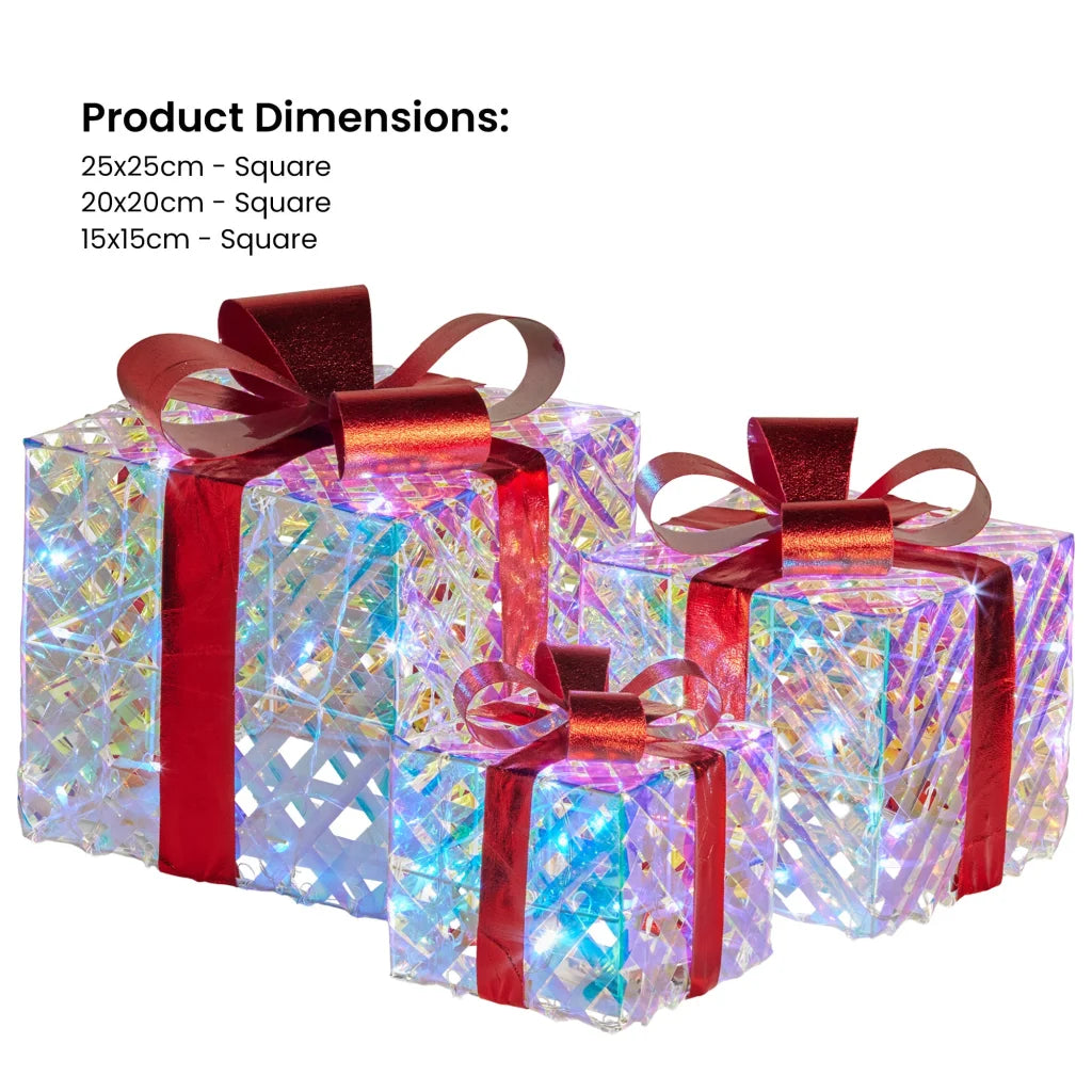 Christabelle Set of 3 Christmas Gift Boxes With Lights