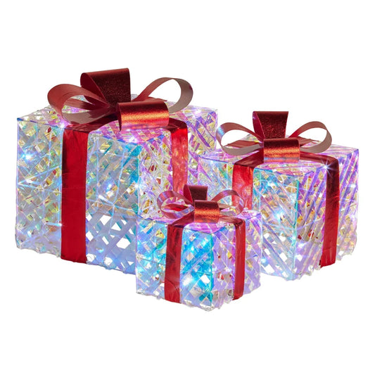 Christabelle Set of 3 Christmas Gift Boxes With Lights