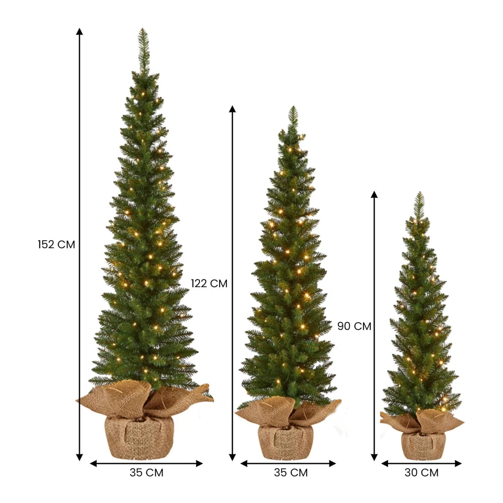 Christabelle Set of 3 Pre-Lit Christmas Trees Green Pine