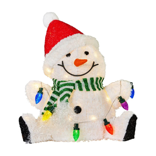 Christabelle Sitting Christmas Snowman Display With Lights