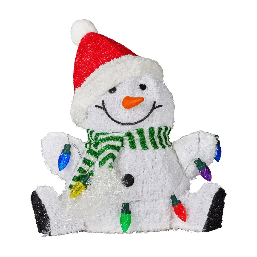 Christabelle Sitting Christmas Snowman Display With Lights