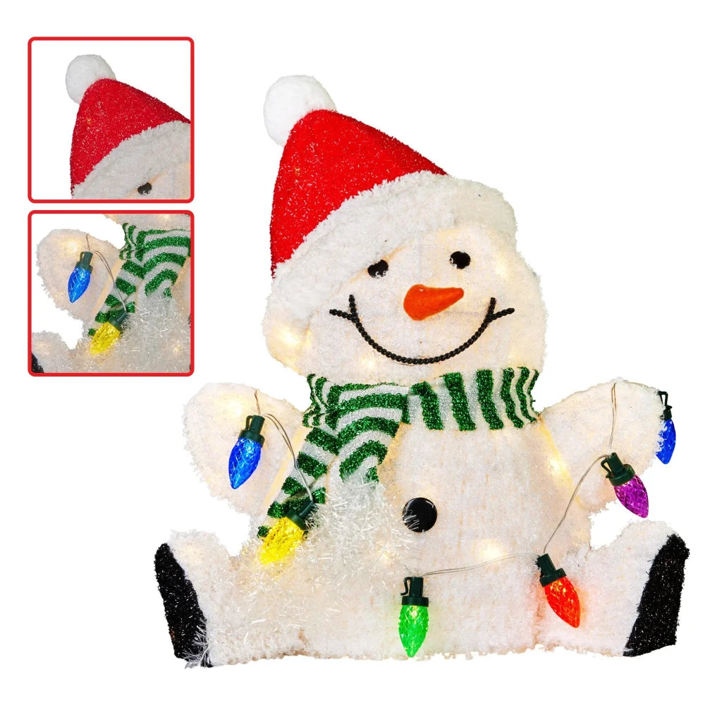 Christabelle Sitting Christmas Snowman Display With Lights