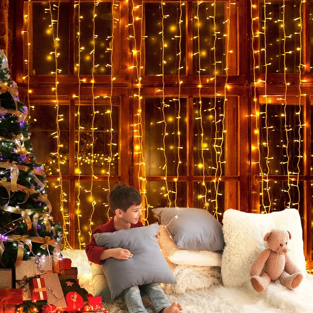 Christmas Curtain Lights 6X3M 600LED Warm White - Occasions
