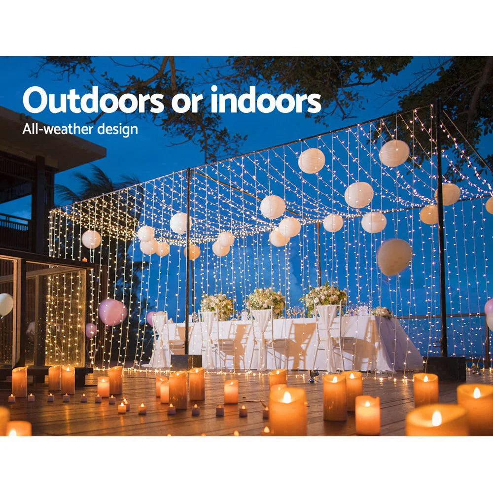 Christmas Curtain Lights 6X3M 600LED Warm White - Occasions