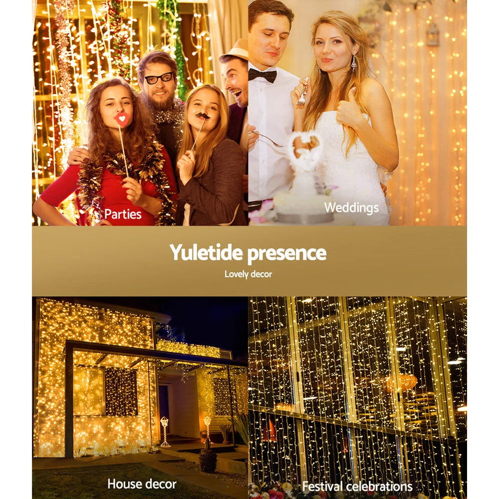 Christmas Curtain Lights 6X3M 600LED Warm White - Occasions