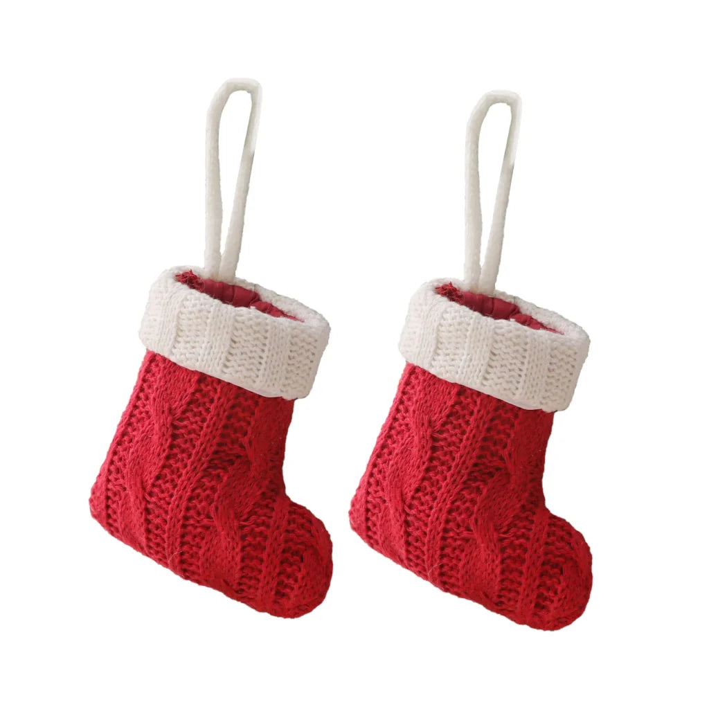 Christmas Decoration Mini Knitted Stockings Cutlery Holders