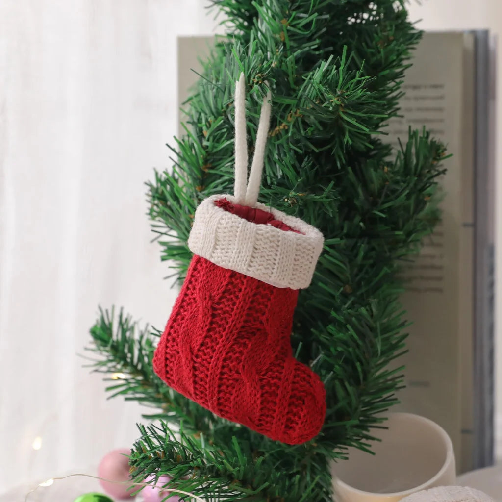 Christmas Decoration Mini Knitted Stockings Cutlery Holders