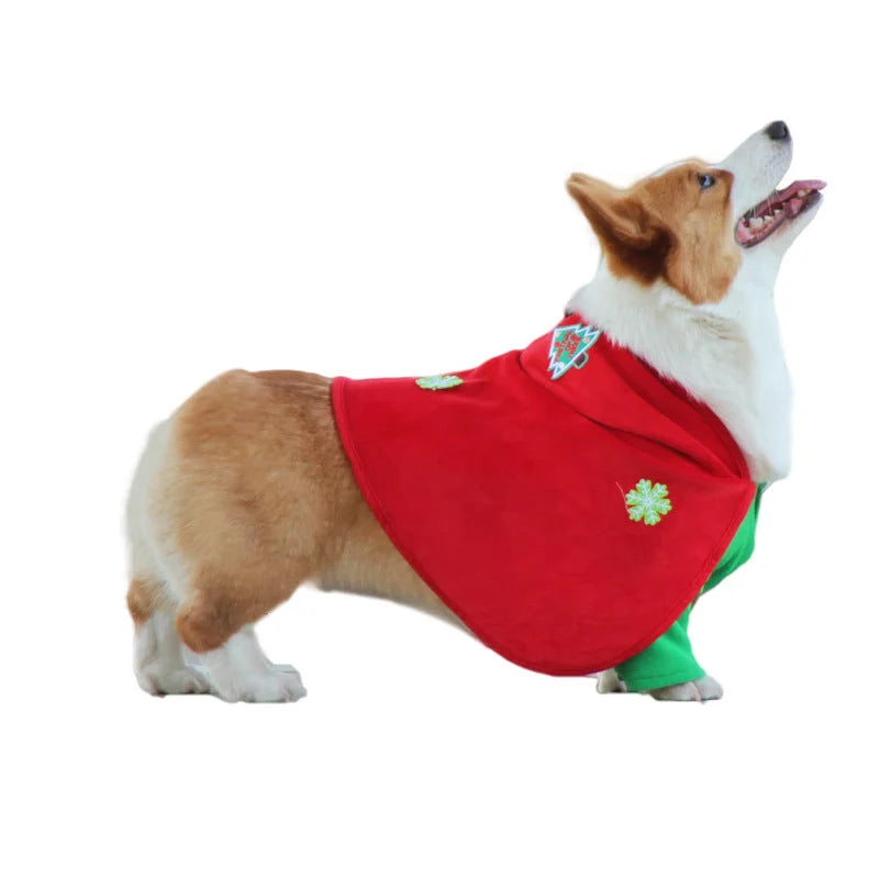 Christmas Dog Costume - Festive Hooded Cape & Green
