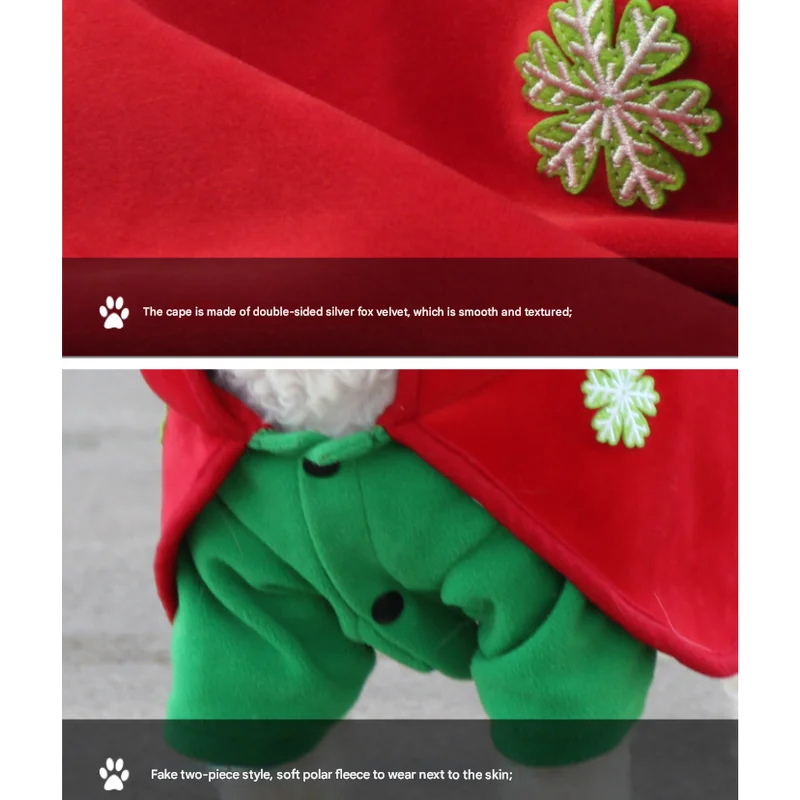 Christmas Dog Costume - Festive Hooded Cape & Green
