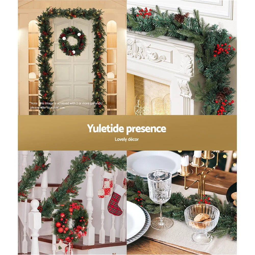 Christmas Garland 2.4M with LED Lights for Xmas Party