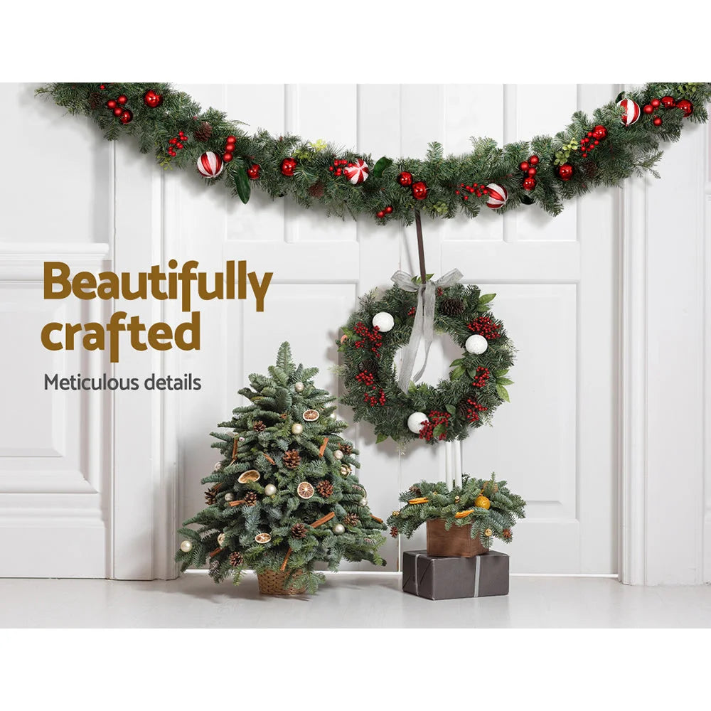 Christmas Garland 2.7M with Decorations for Xmas Wedding