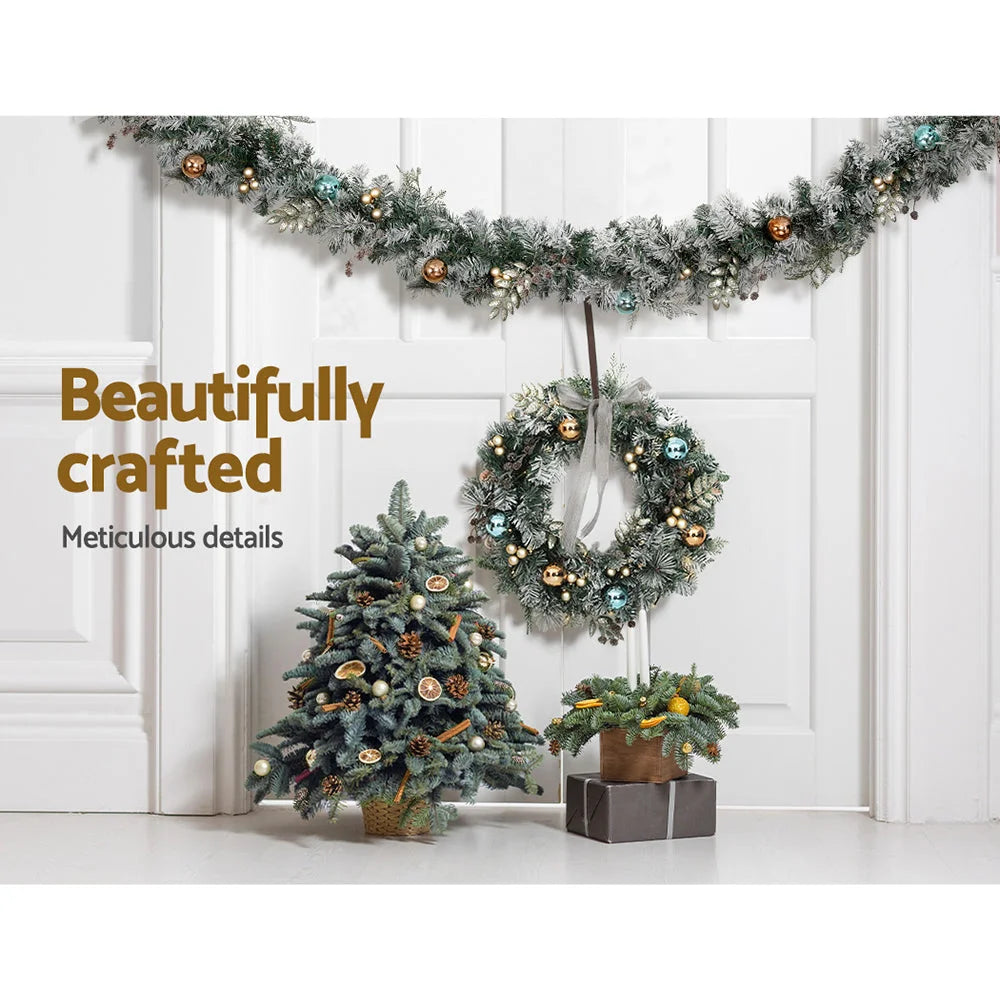 Christmas Garland 2.7M with LED Lights Snowy Decoration