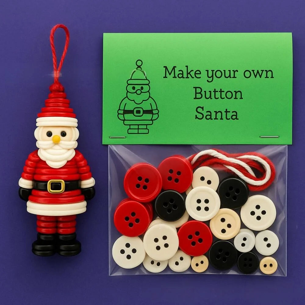 Christmas gift Christmas Button Ornament - Festive Santa Design Craft ...