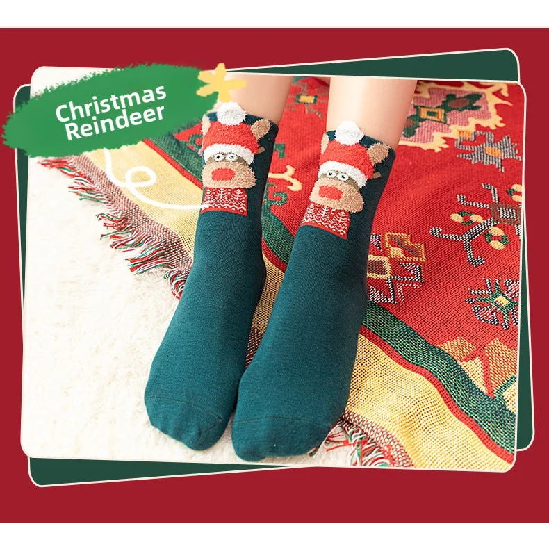 Christmas gift Christmas Socks Combed Cotton 4 Pair Medium