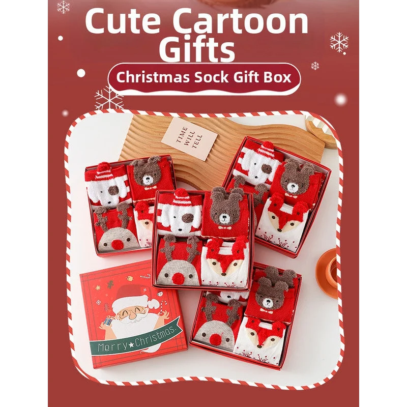 Christmas gift Christmas Socks Combed Cotton 4 Pair Medium