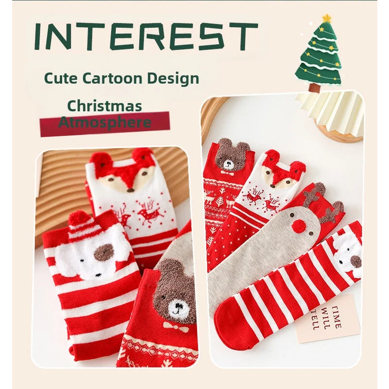 Christmas gift Christmas Socks Combed Cotton 4 Pair Medium