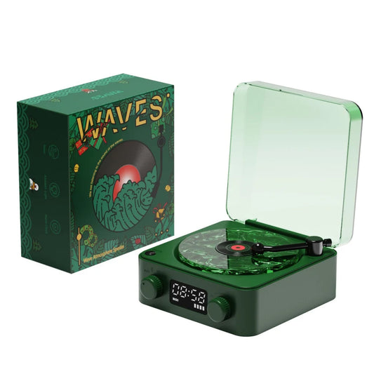Christmas Green Waves Retro Bluetooth Speaker Clock