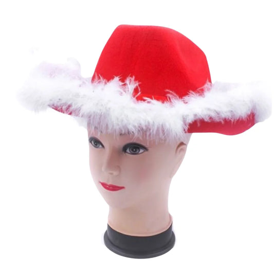 CHRISTMAS HAT Wide Brim Santa Xmas Party Costume Cowboy