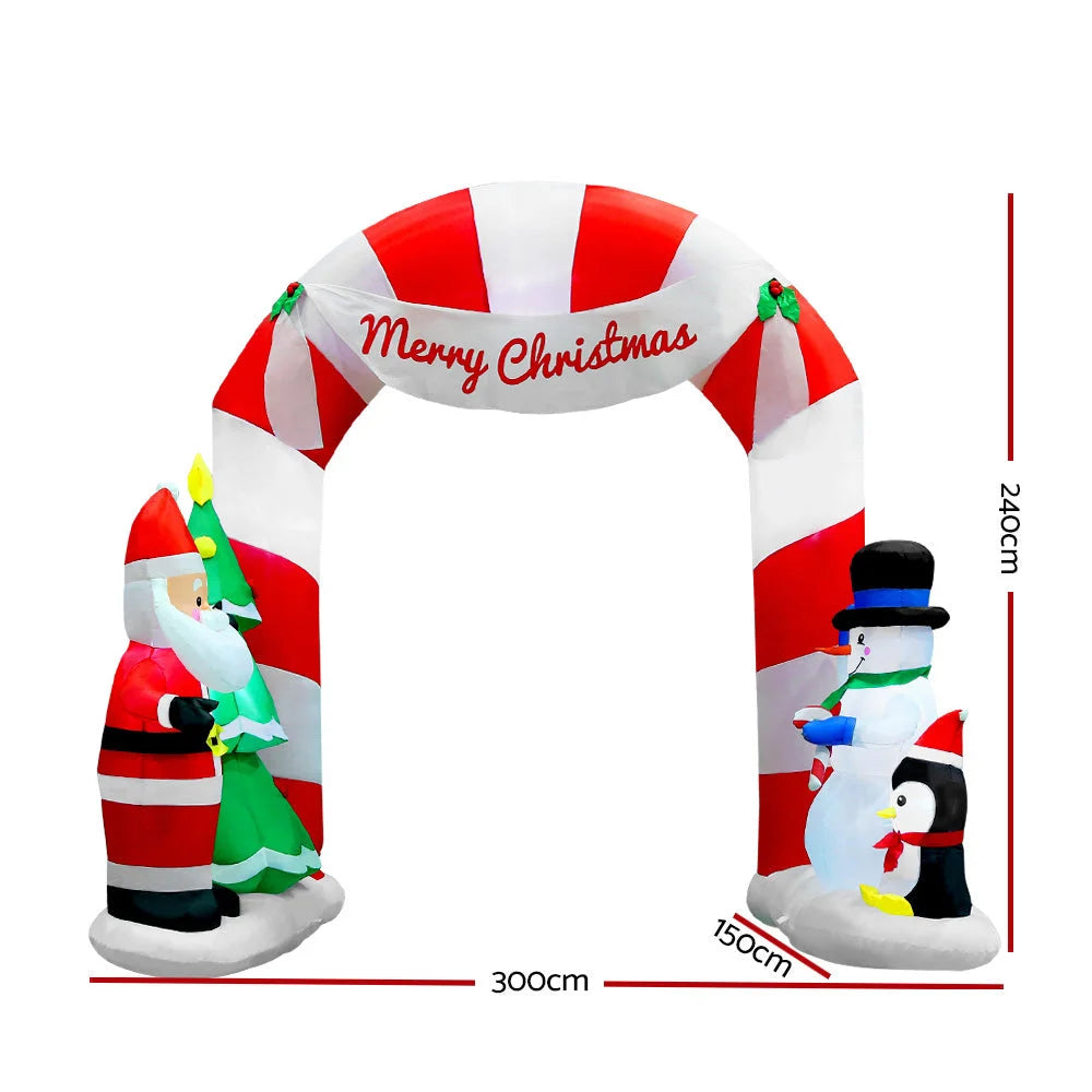 Christmas Inflatable Archway 3M with Santa Xmas Decor LED