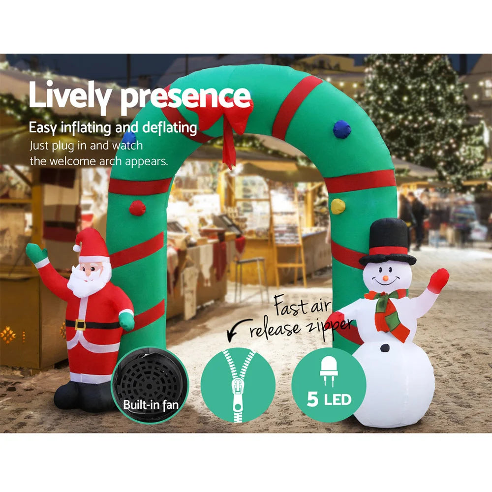 Christmas Inflatable Giant Archway Santa Snowman - 2.8M