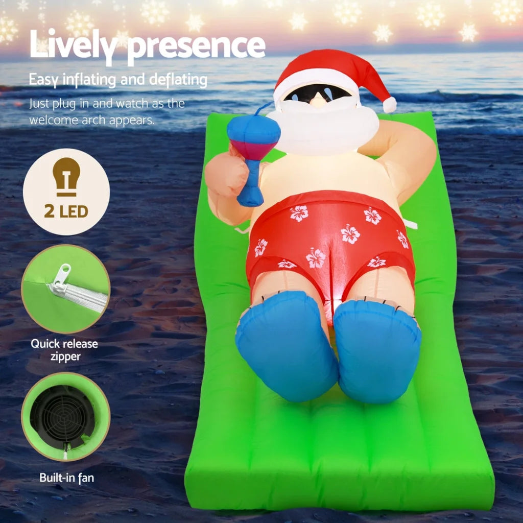 Christmas Inflatable Santa Bench 1.8M LED Illuminated