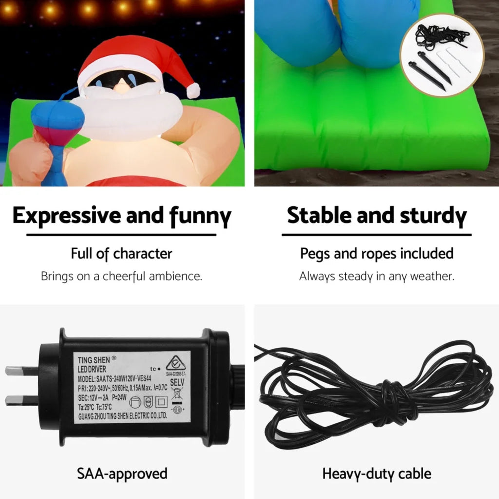 Christmas Inflatable Santa Bench 1.8M LED Illuminated