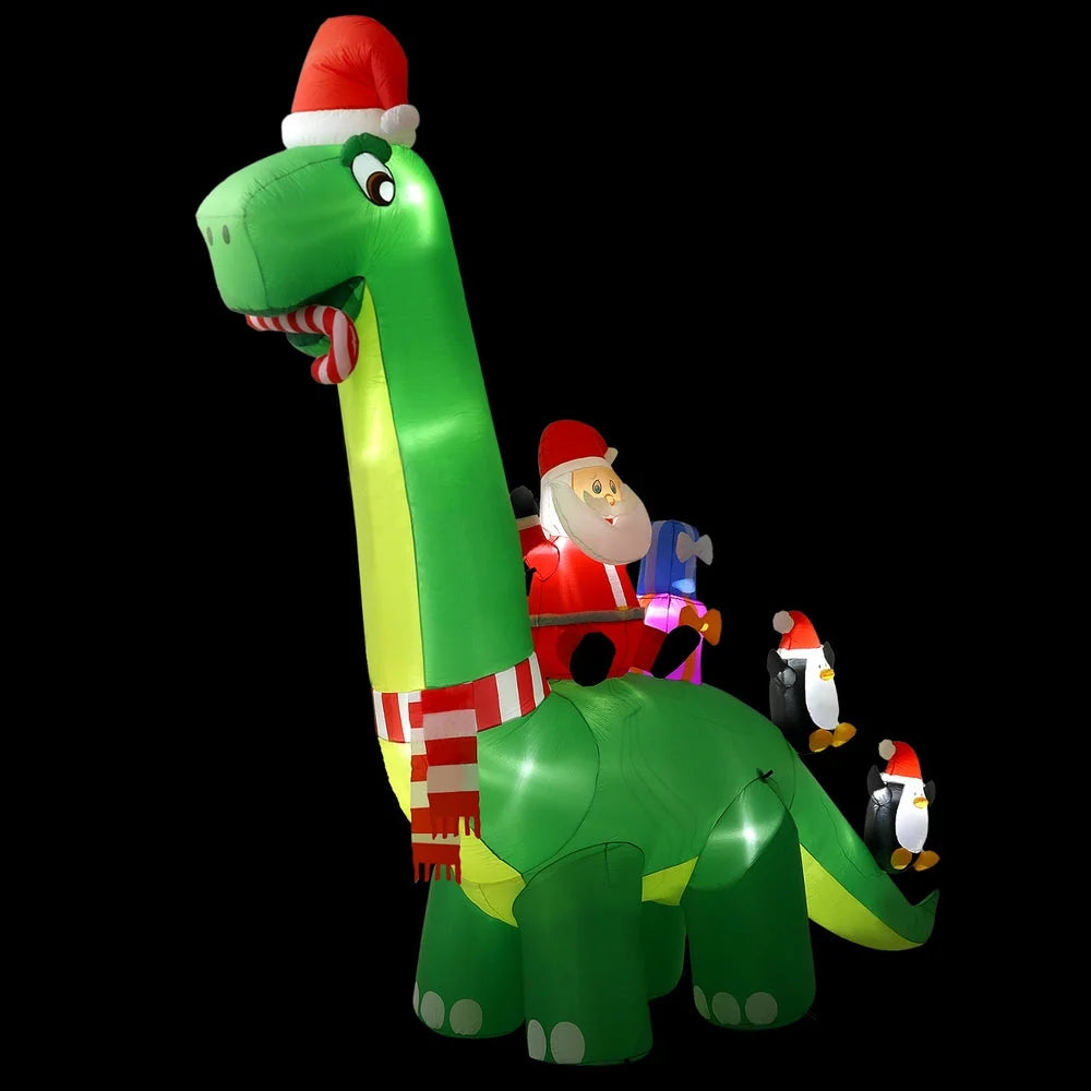 Christmas Inflatable Santa Dinosaur 3.8M LED Illuminated