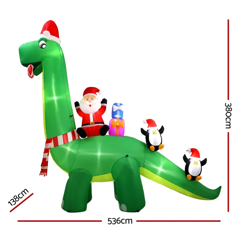Christmas Inflatable Santa Dinosaur 3.8M LED Illuminated