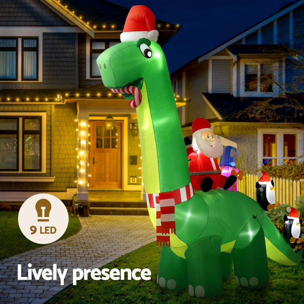 Christmas Inflatable Santa Dinosaur 3.8M LED Illuminated
