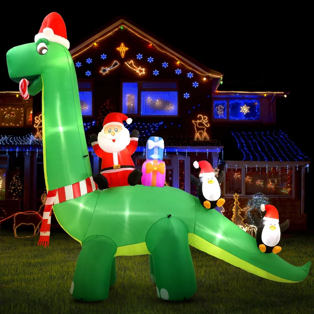 Christmas Inflatable Santa Dinosaur 3.8M LED Illuminated