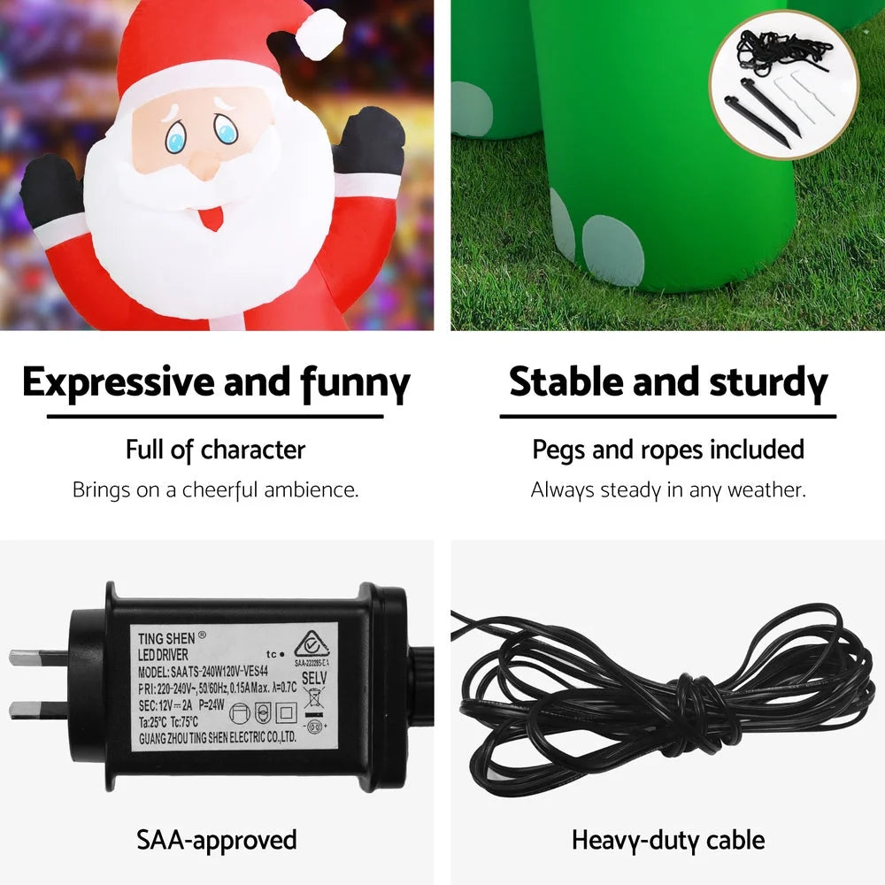 Christmas Inflatable Santa Dinosaur 3.8M LED Illuminated