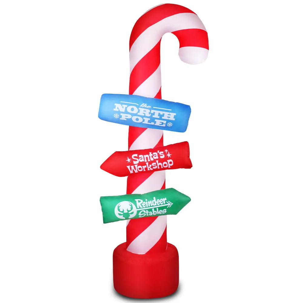 Christmas Inflatable Santa Guide Candy Pole 2.4M - Xmas