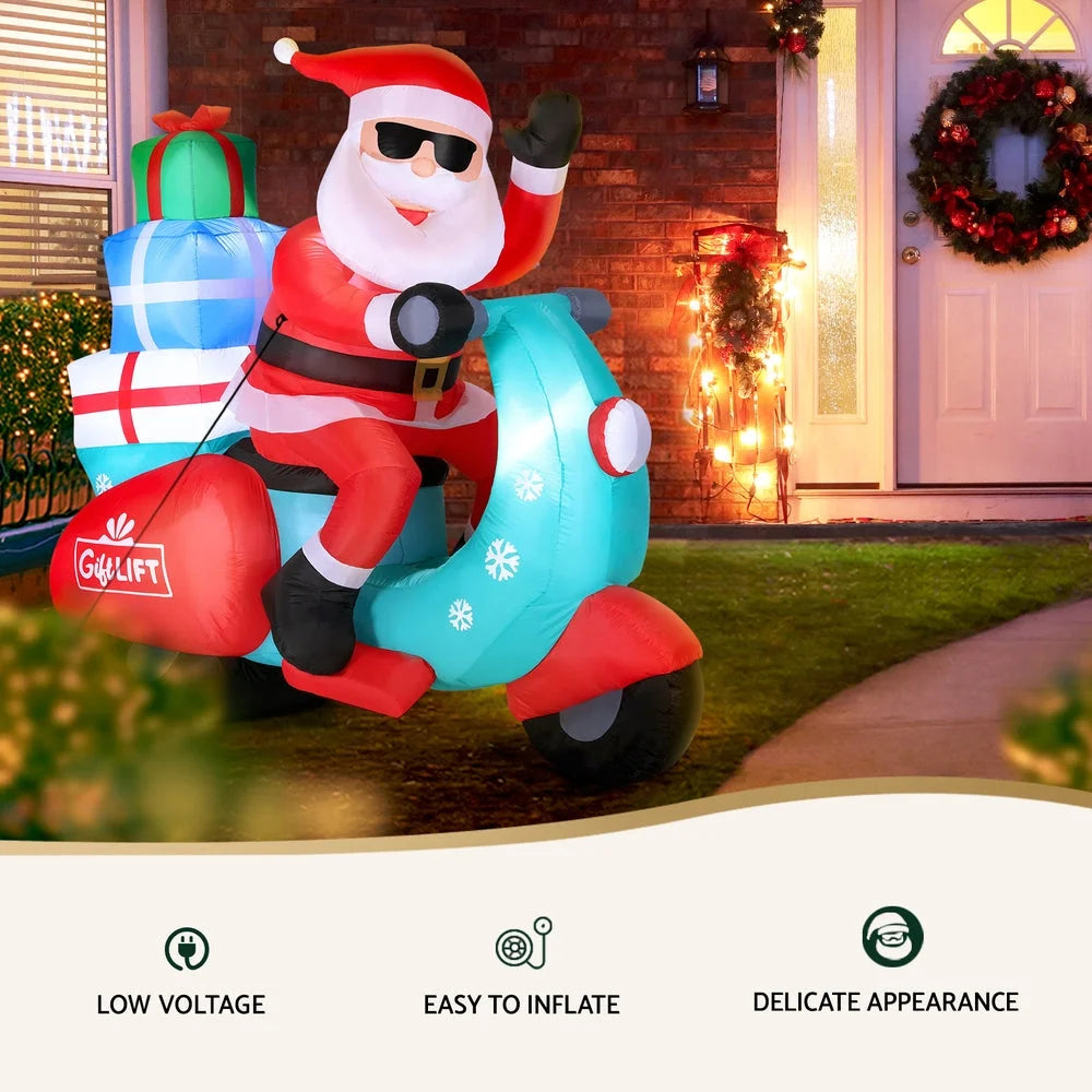 Christmas Inflatable Santa Motorbike LED Illuminated