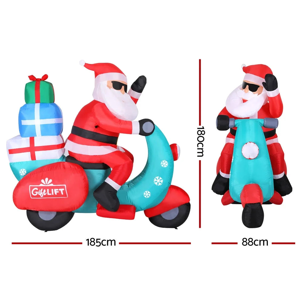 Christmas Inflatable Santa Motorbike LED Illuminated